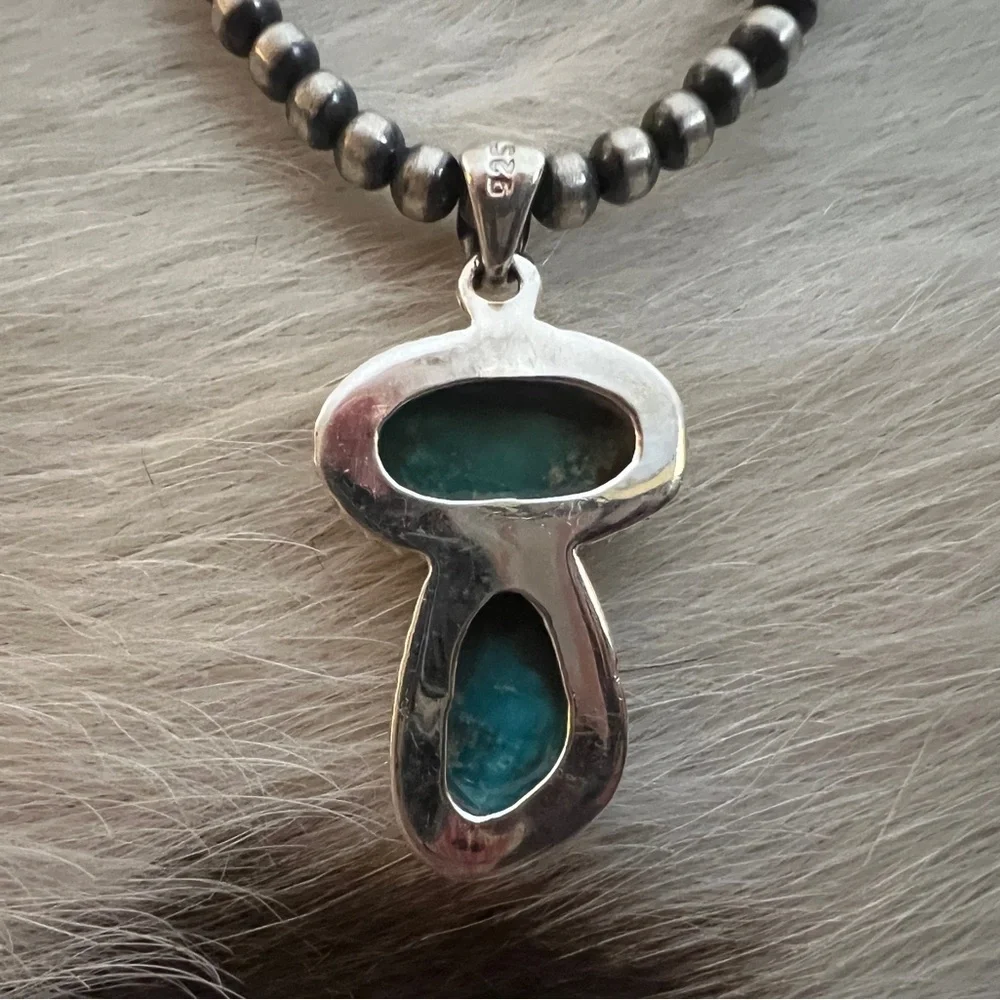 ❤️ White Water Turquoise Sterling Navajo Style 2 Stone Pendant 1.54”L - 5.8 Gram
